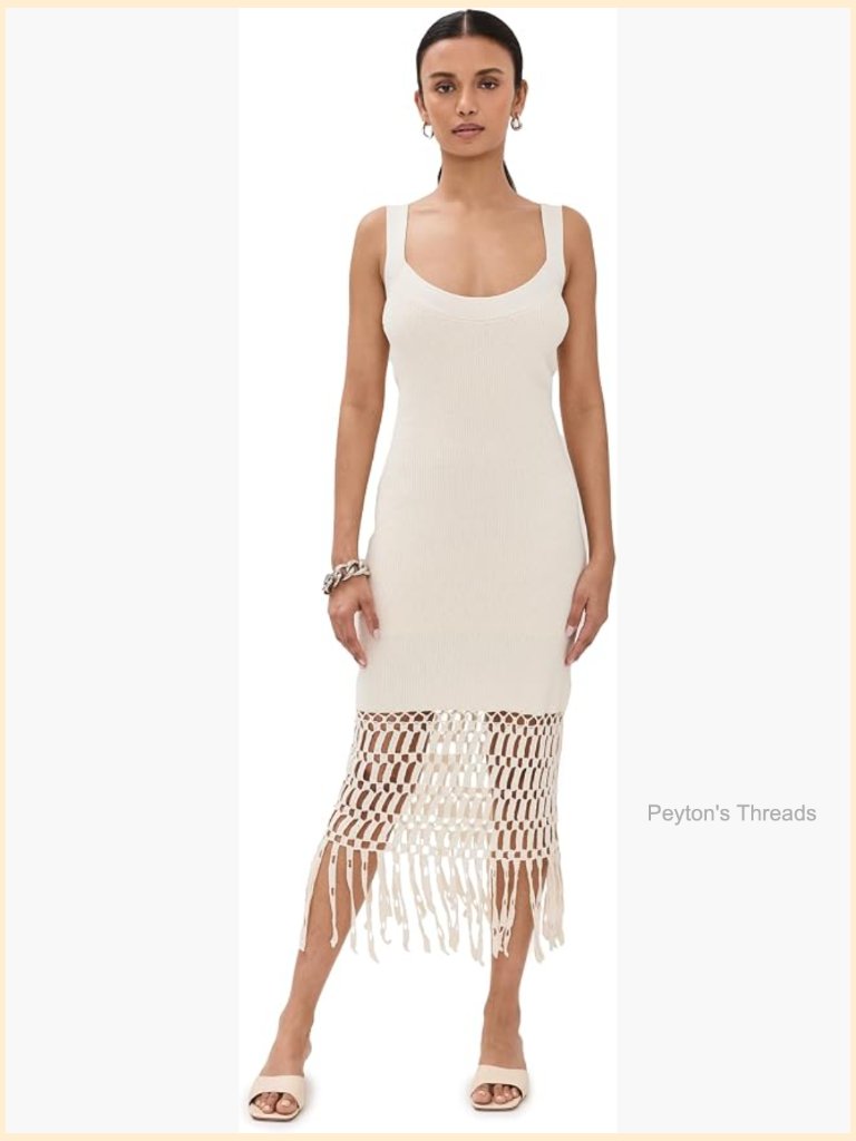 Archie Fringe Crochet Midi Dress - Sustainable - Cotton - Sheath